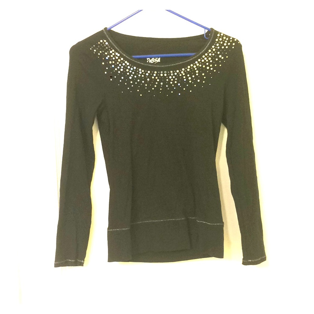 Black justice long sleeve sparkly shirt size 14